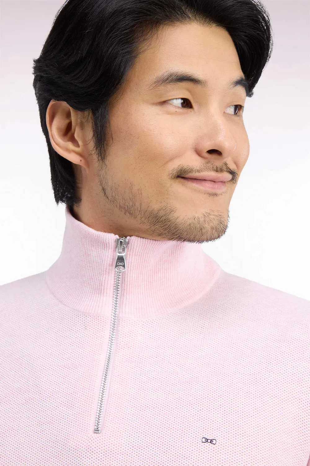 Eden Park pull col camionneur coton rose nid abeille droit
