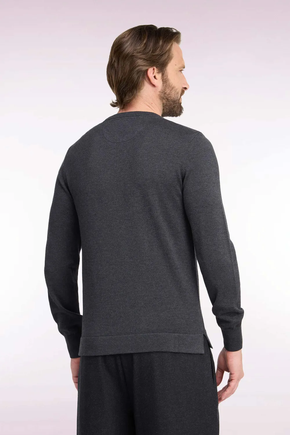 Eden Park Pull col rond coton viscose gris foncé