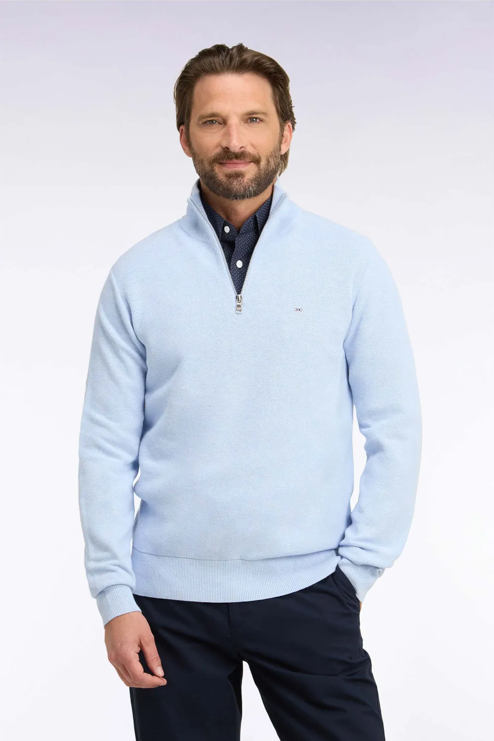 Eden Park pull col camionneur bleu ciel coton homme
