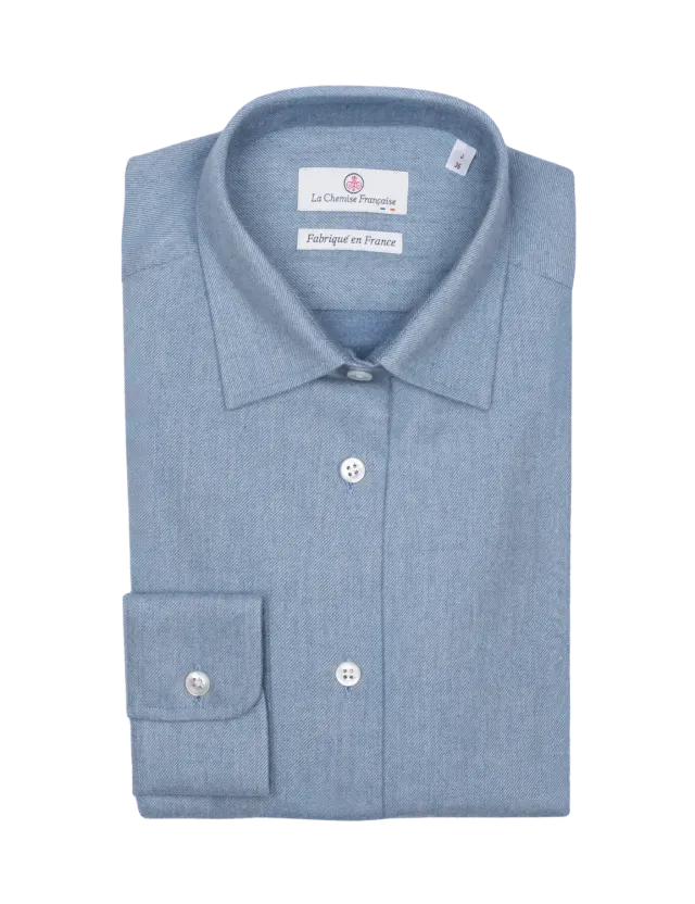 La Chemise Française Flanelle Chaude chemisier coton bleu glacier