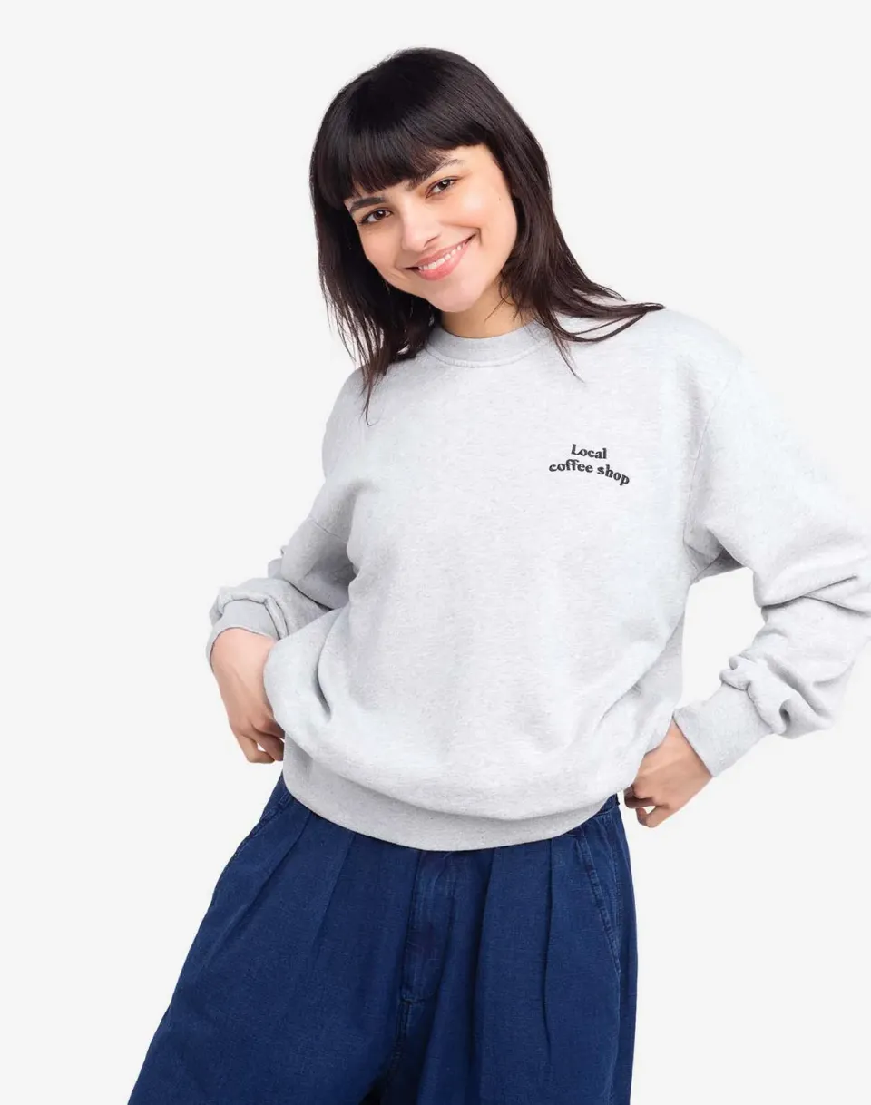 OLOW Coffee Glory sweat gris chiné coton bio