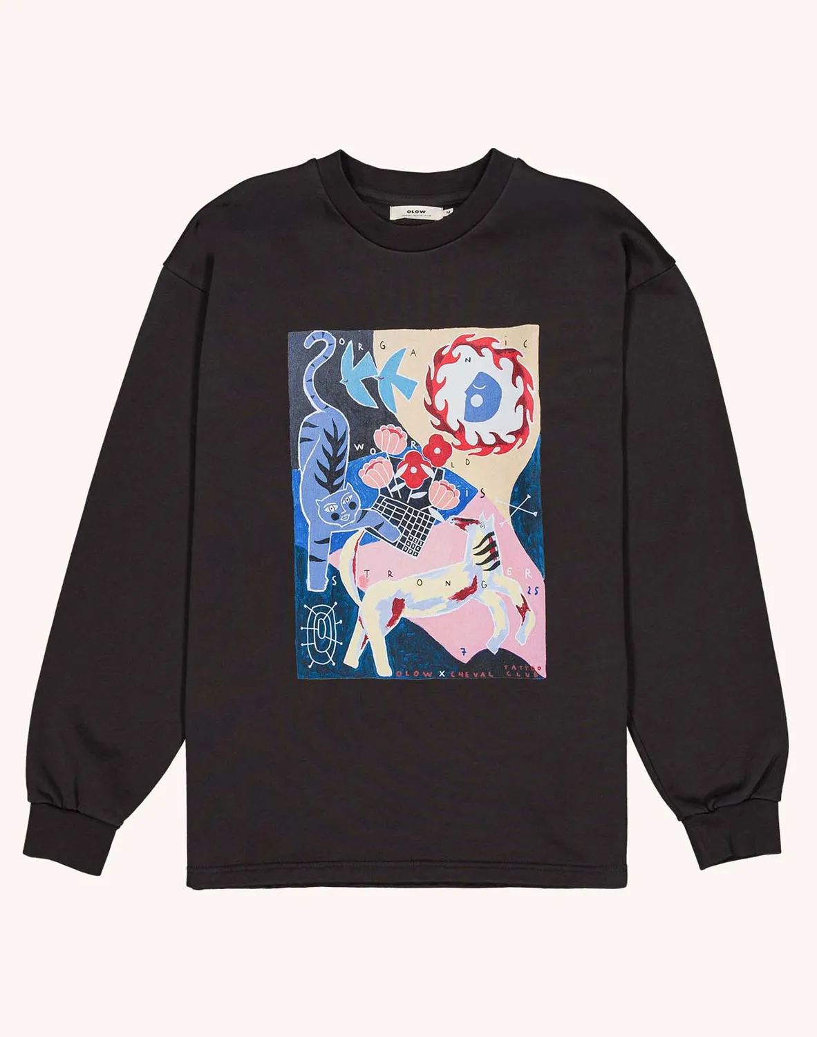 Olow Organic World sweat noir carbone coton bio