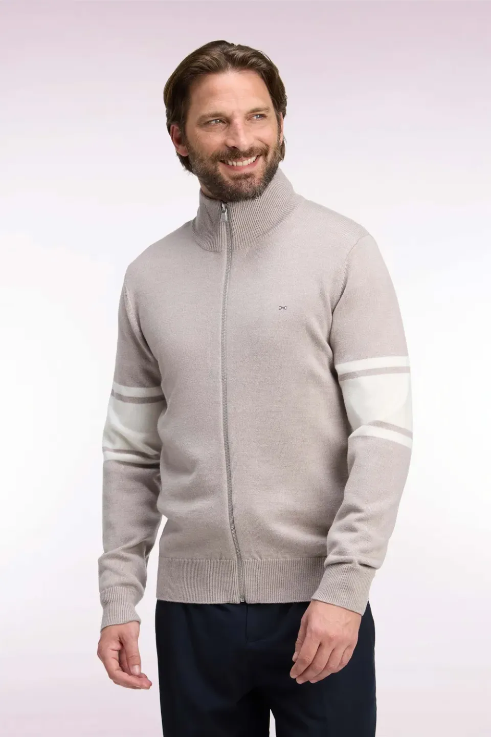 Eden Park cardigan mérinos beige col camionneur