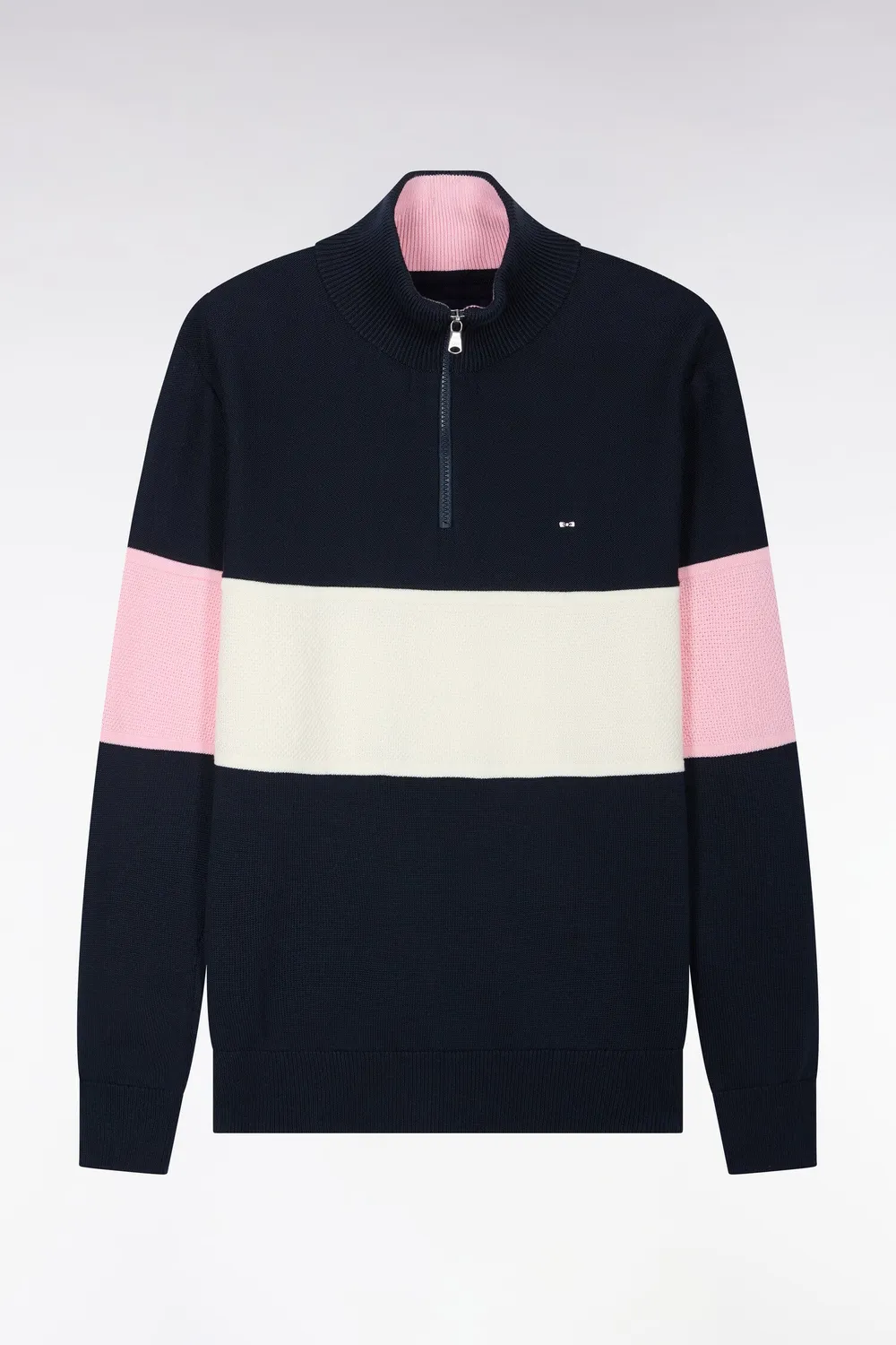 Eden Park Tricolore pull homme camionneur zippé marine coton