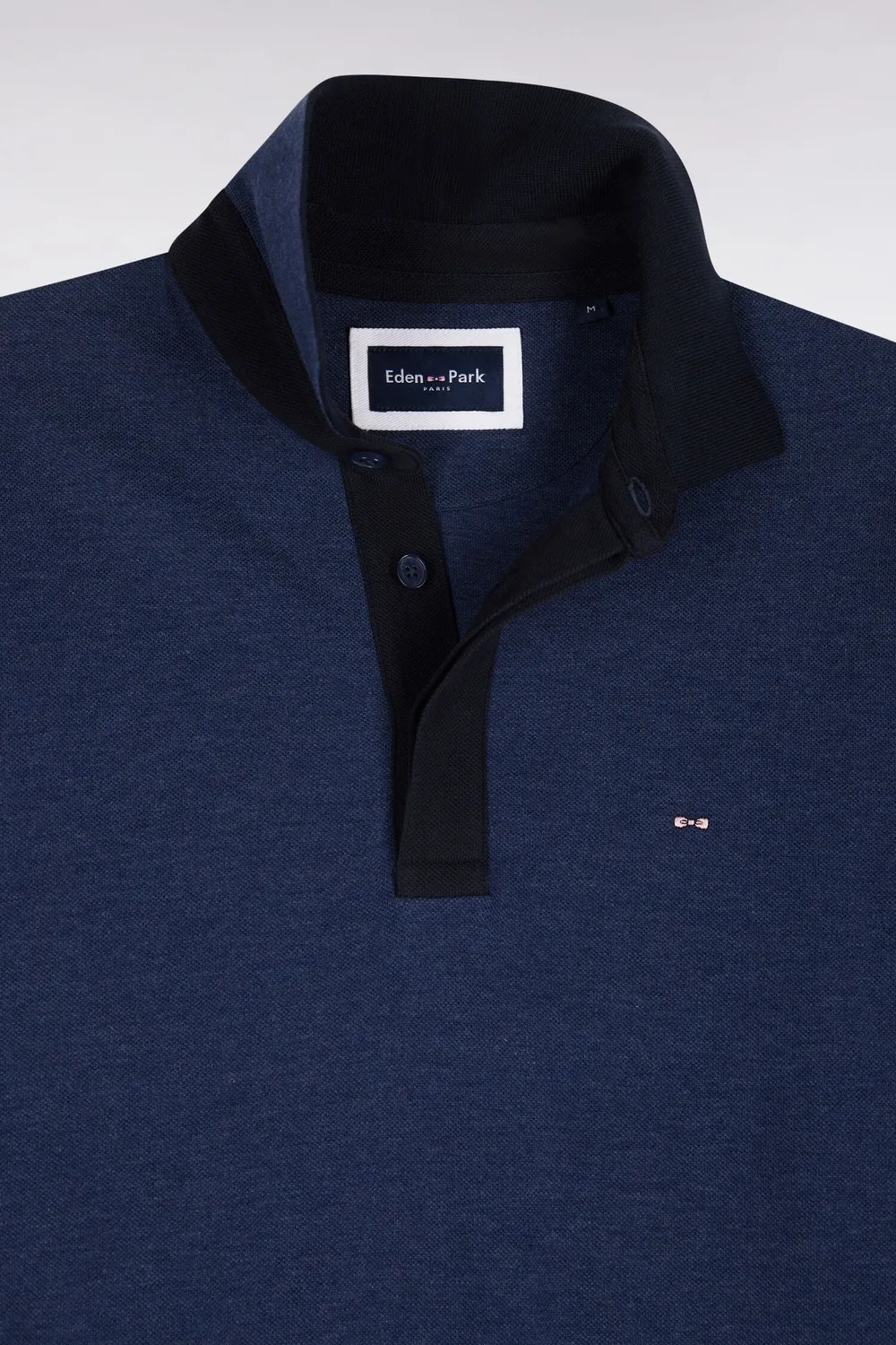 Eden Park Club polo homme bleu marine piqué coton manches longues