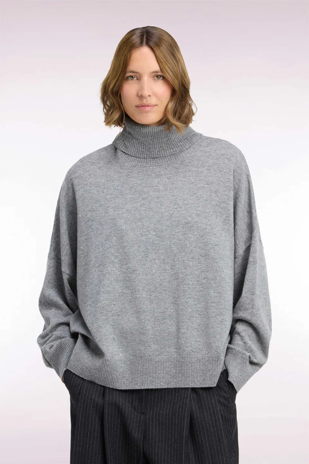 Eden Park Club Classique pull col roule gris laine-cachemire