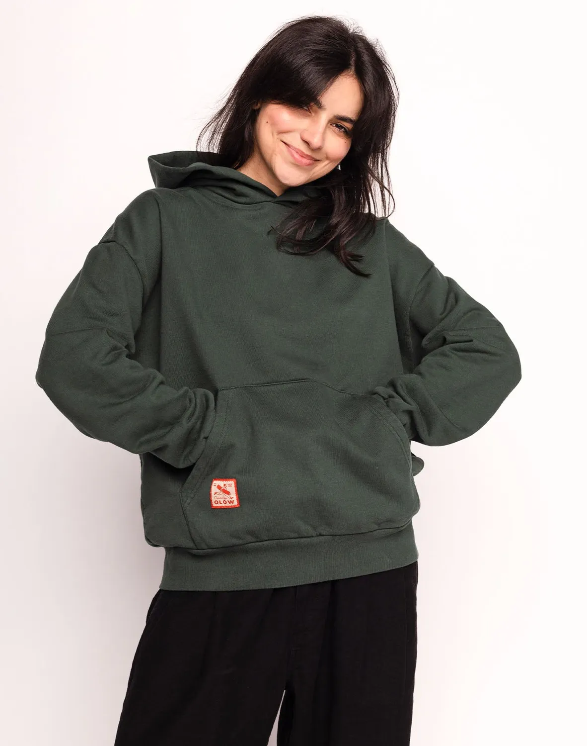 Olow Houdini sweat capuche vert mélèze molleton 430g