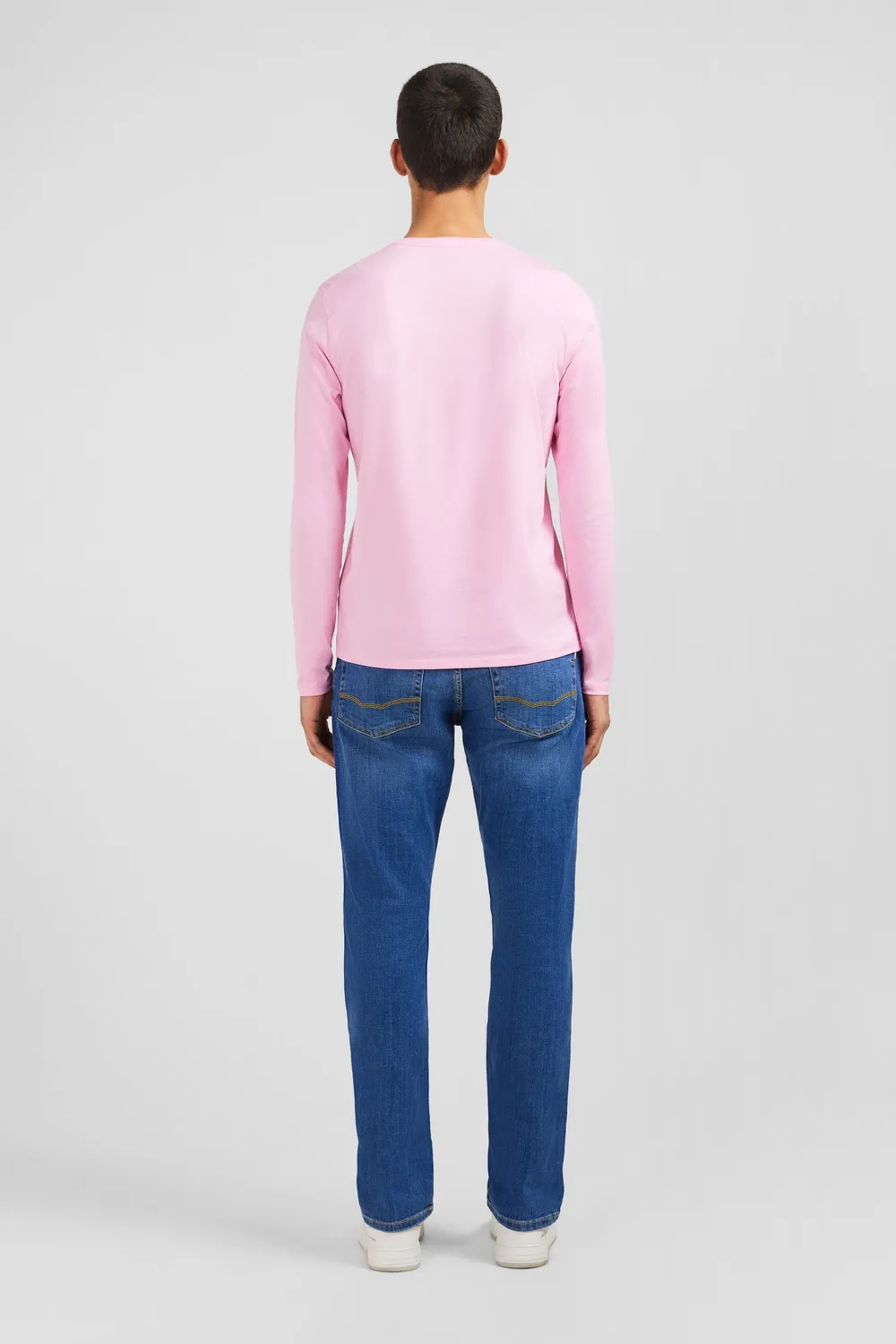 Eden Park T-shirt col V manches longues rose coton