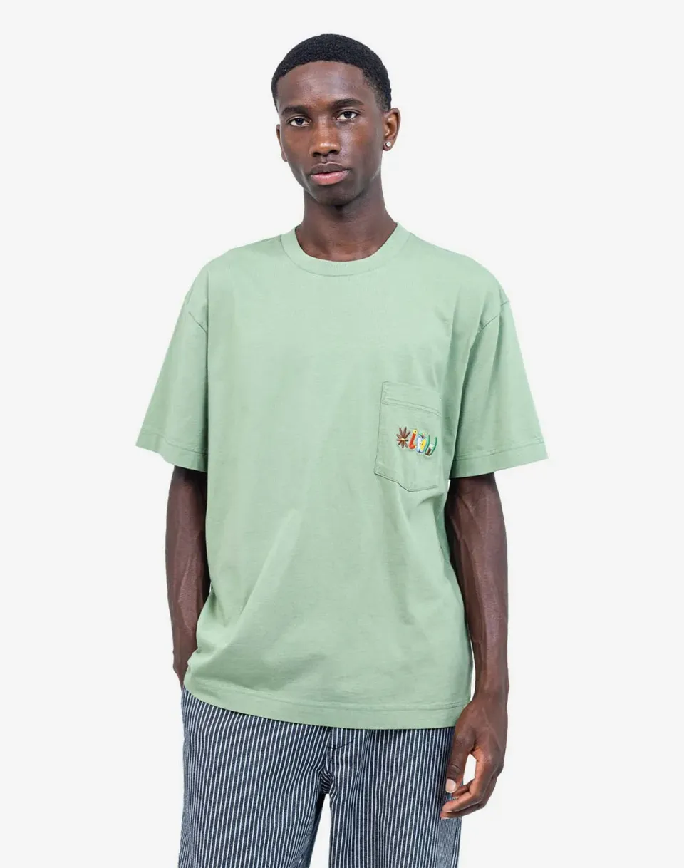 OLOW Pictures t-shirt ample vert sauge coton bio