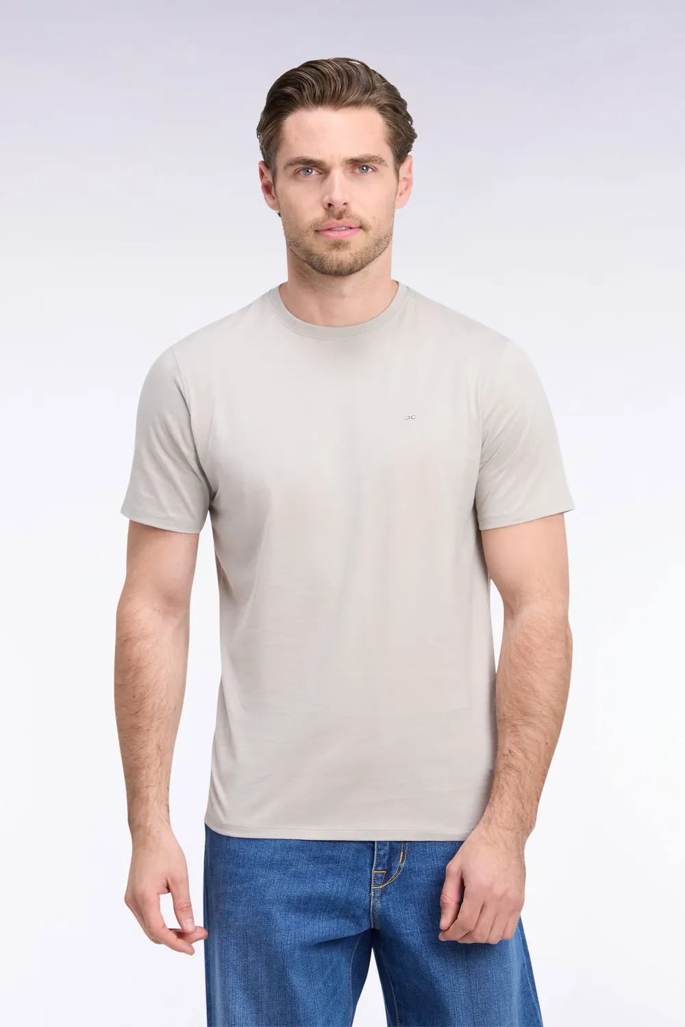 Eden Park t-shirt coton gris col rond manches courtes coupe droite