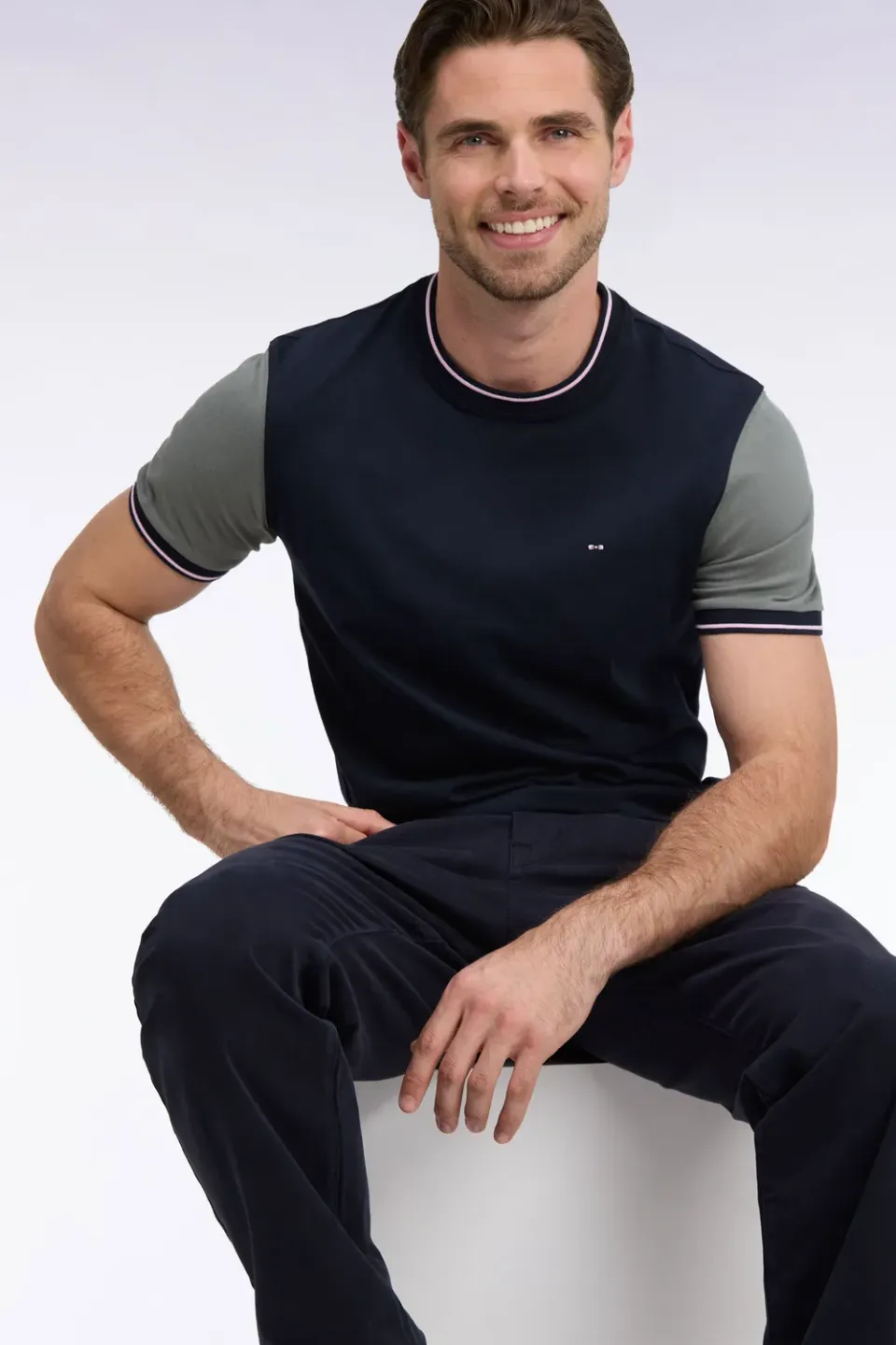 Eden Park T-shirt manches courtes coton bicolore marine
