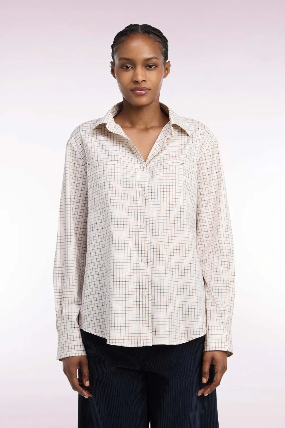 Eden Park Club Classique chemise femme coton écru carreaux