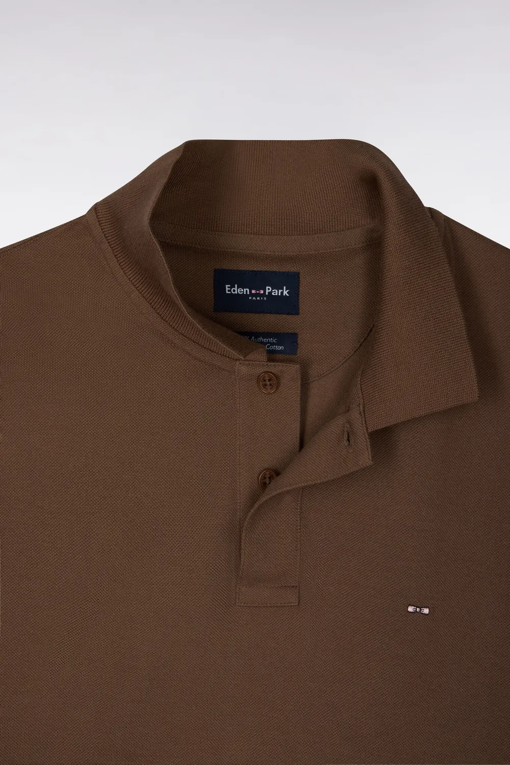 Eden Park polo coton Pima manches courtes marron