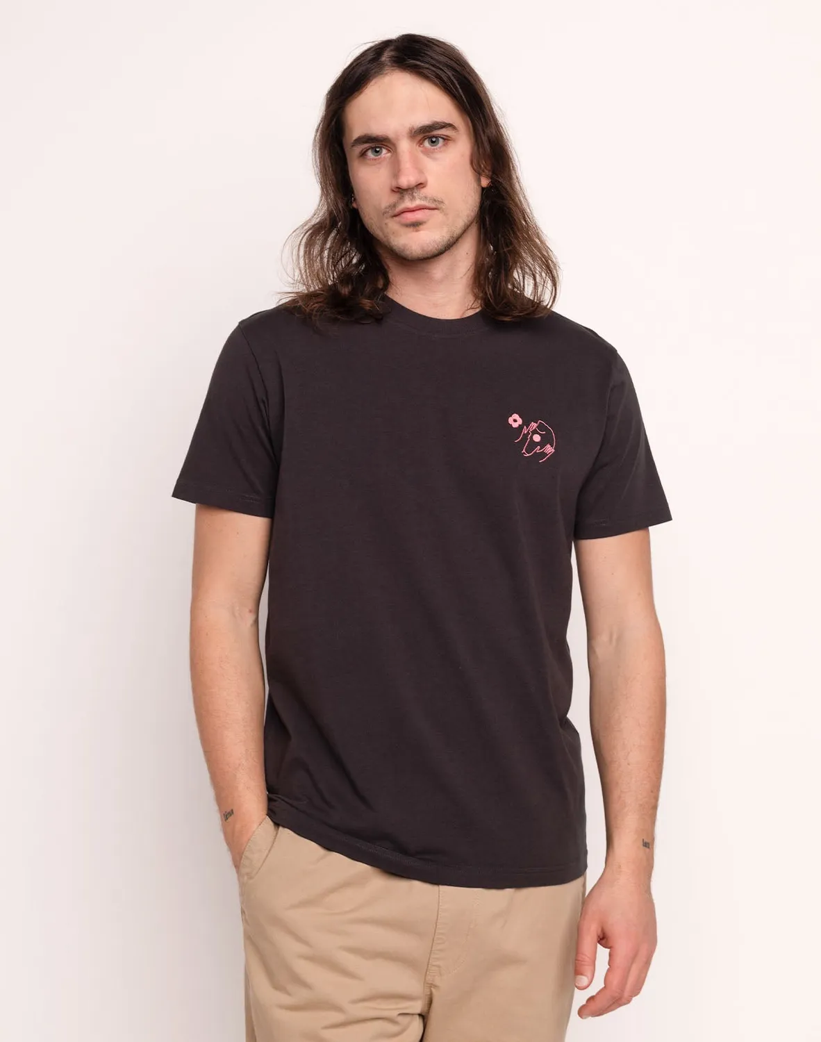 Olow Let Go t-shirt noir carbone broderie coton bio