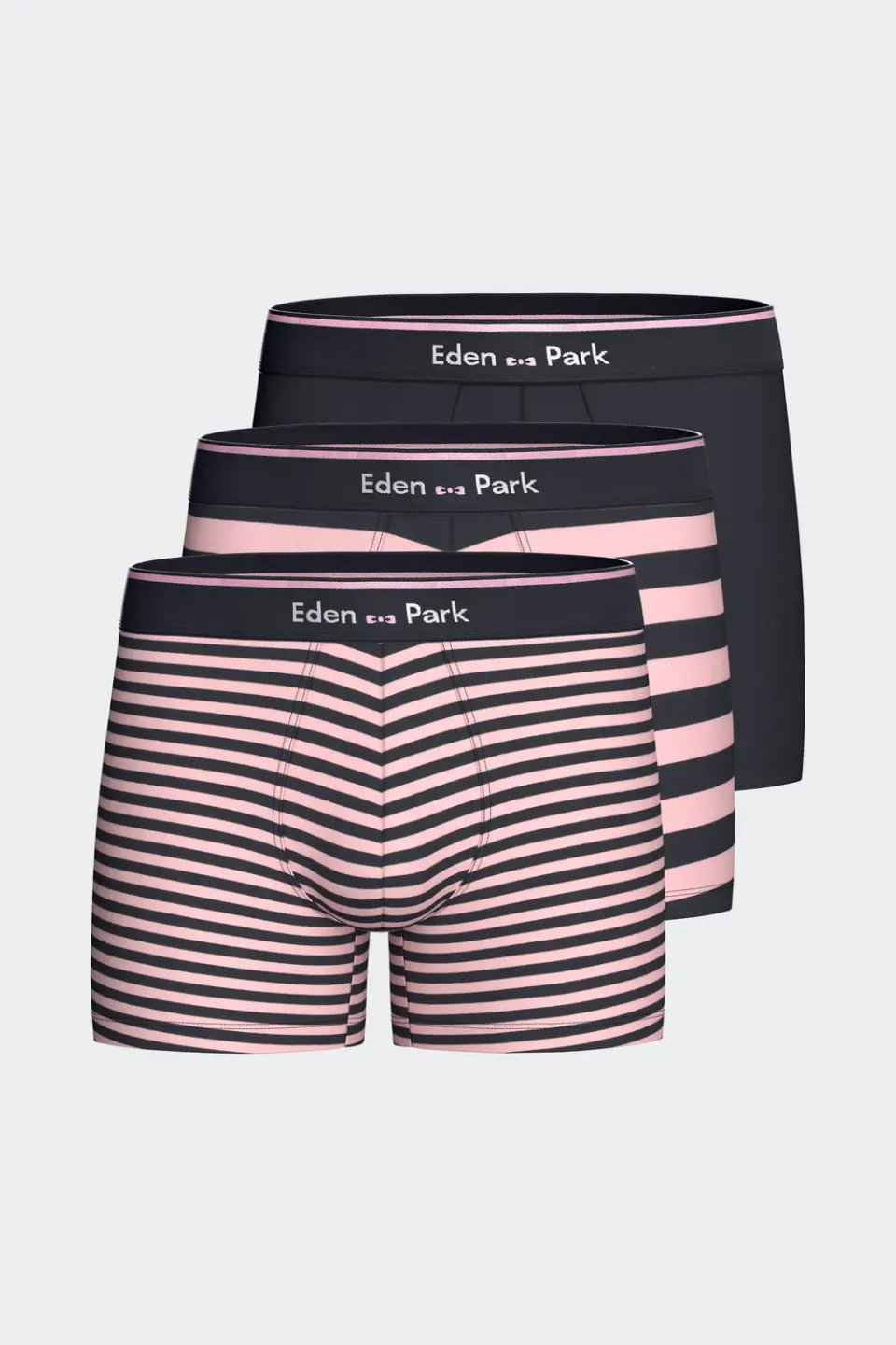 Eden Park lot 3 boxers coton stretch homme marine rose