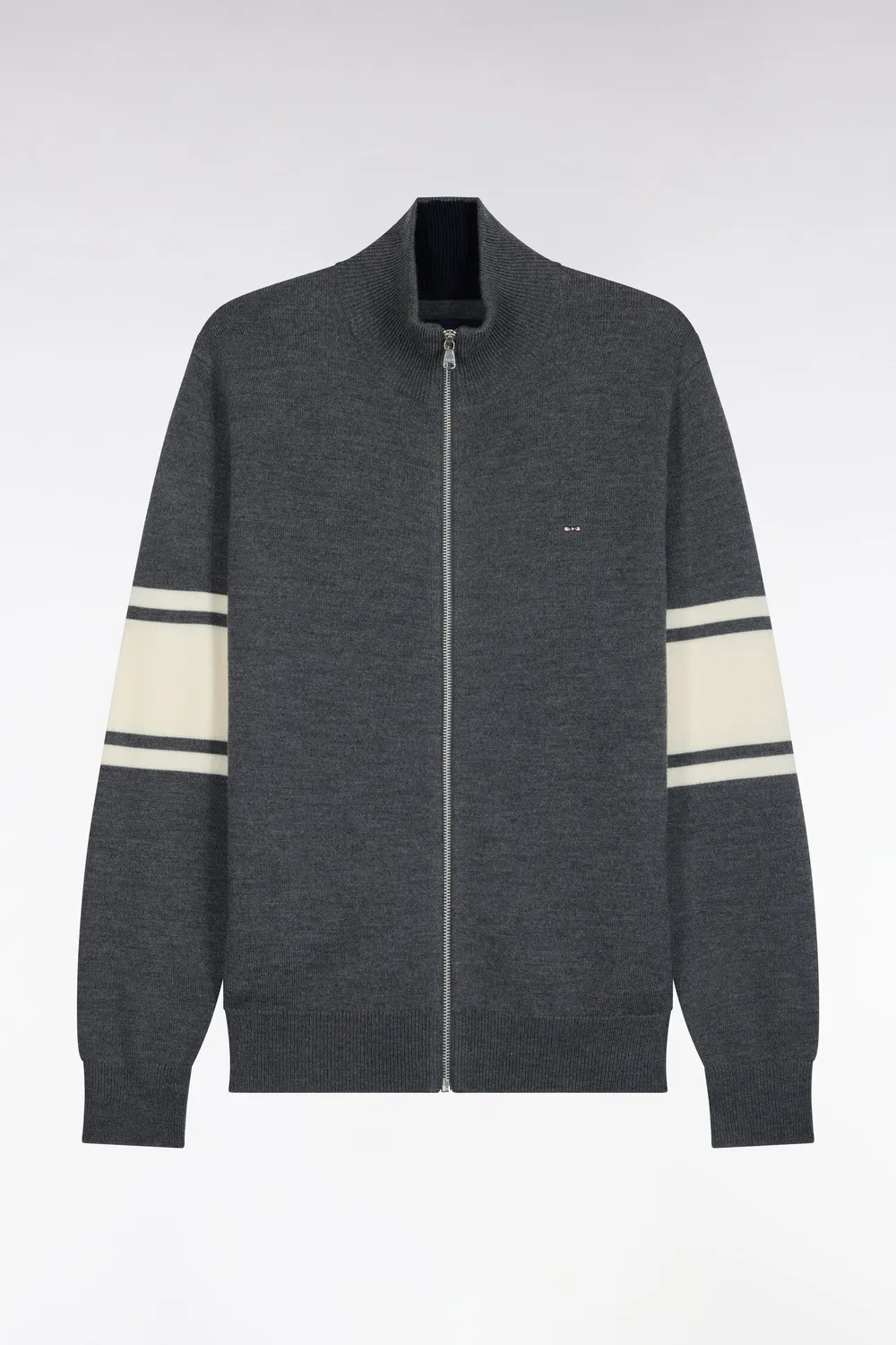 Eden Park Club Evolution cardigan mérinos gris zippé