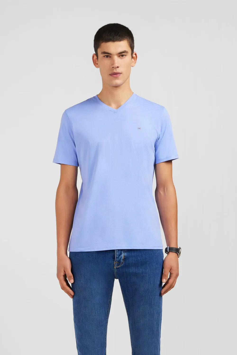 Eden Park T-shirt col V coton Pima bleu