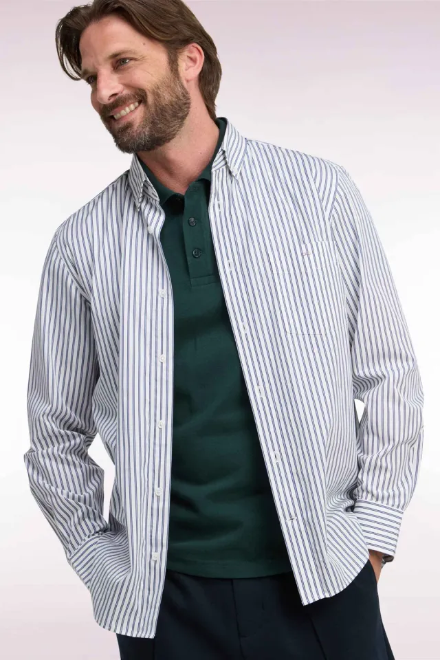 Eden Park College chemise homme rayée coton coupe droite