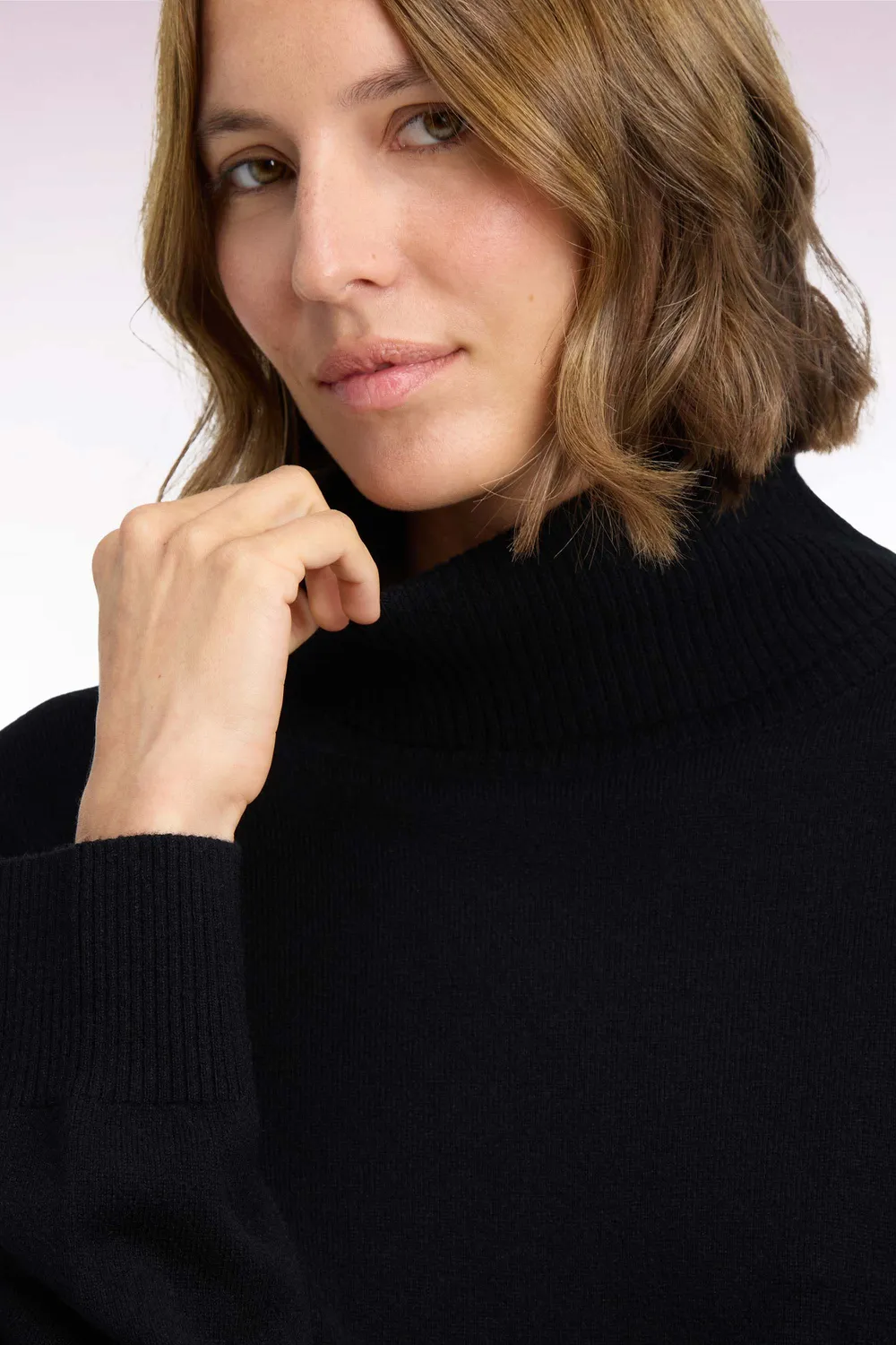 Eden Park Club Classique Pull Col Roulé Noir Cachemire
