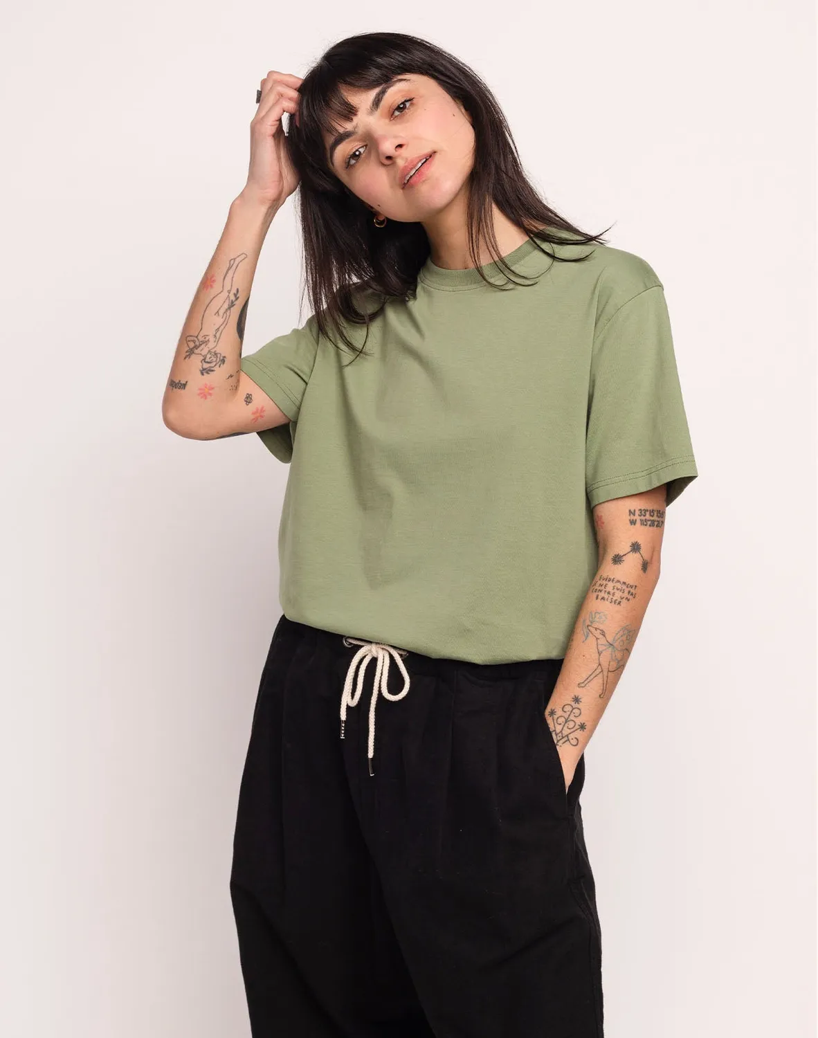 OLOW Basico t-shirt vert sauge coton bio