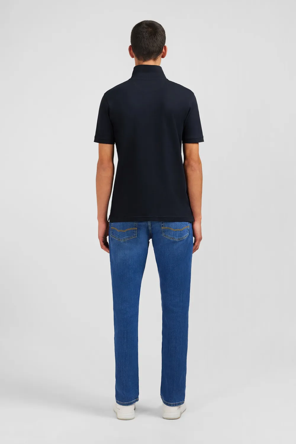 Eden Park polo coton pima noir manches courtes stretch