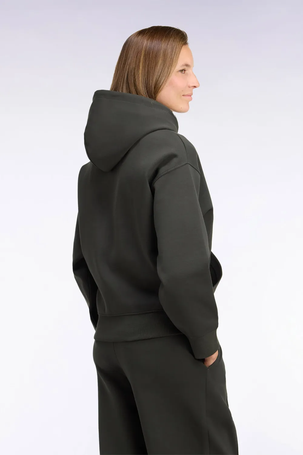 Eden Park sweat capuche interlock kaki loose unisexe