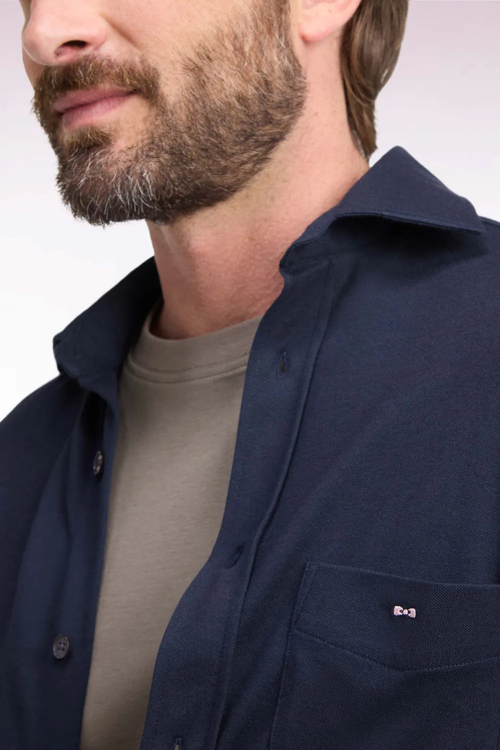 Eden Park Cruise Chemise coton marine coupe droite