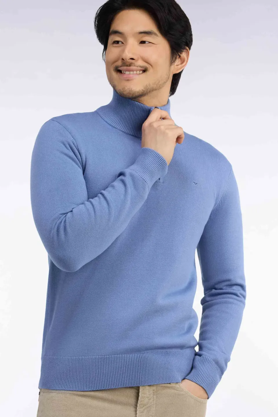 Eden Park Pull col camionneur coton ciel semi-zippé