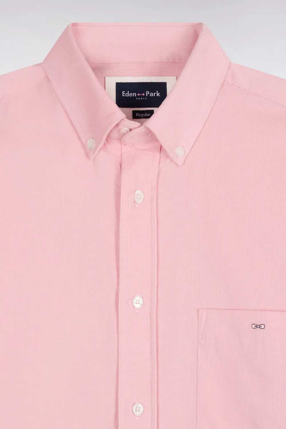 Eden Park Legend chemise homme rose coton côtelé coupe droite