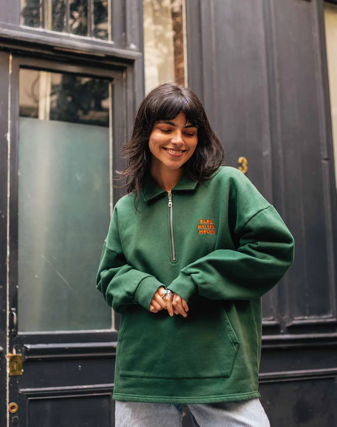 OLOW Manso sweat vert forêt imprimé artiste