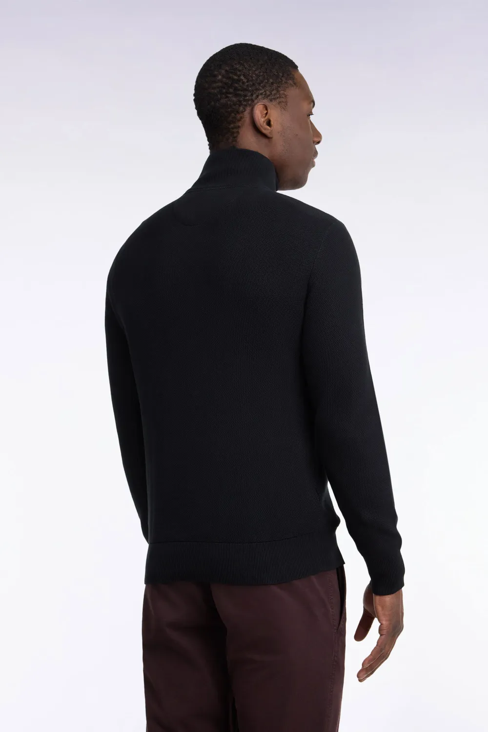Eden Park pull col camionneur coton noir coupe droite