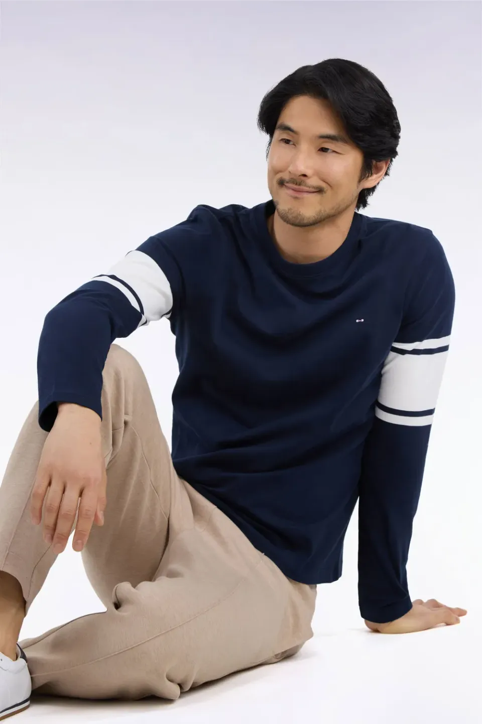 Eden Park t-shirt manches longues coton marine
