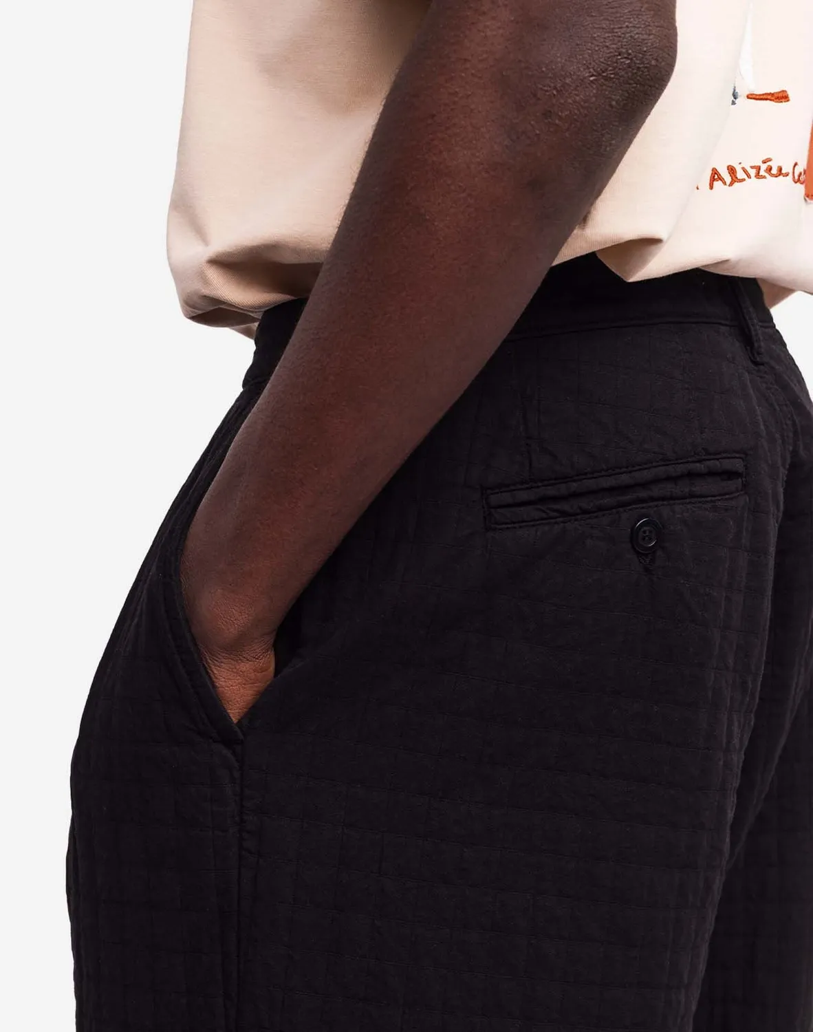OLOW Sembo pantalon noir matelassé coupe ample