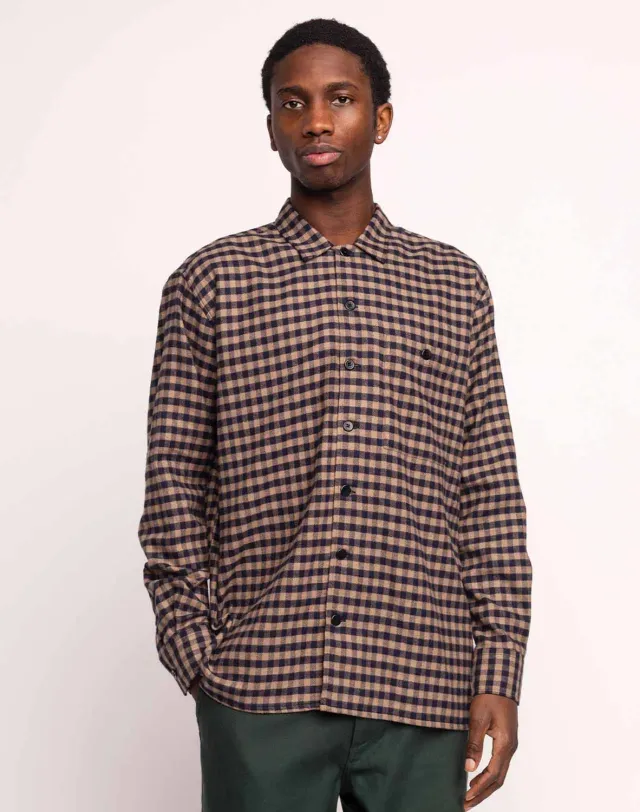OLOW Decré Wick chemise marron bleu flanelle coton