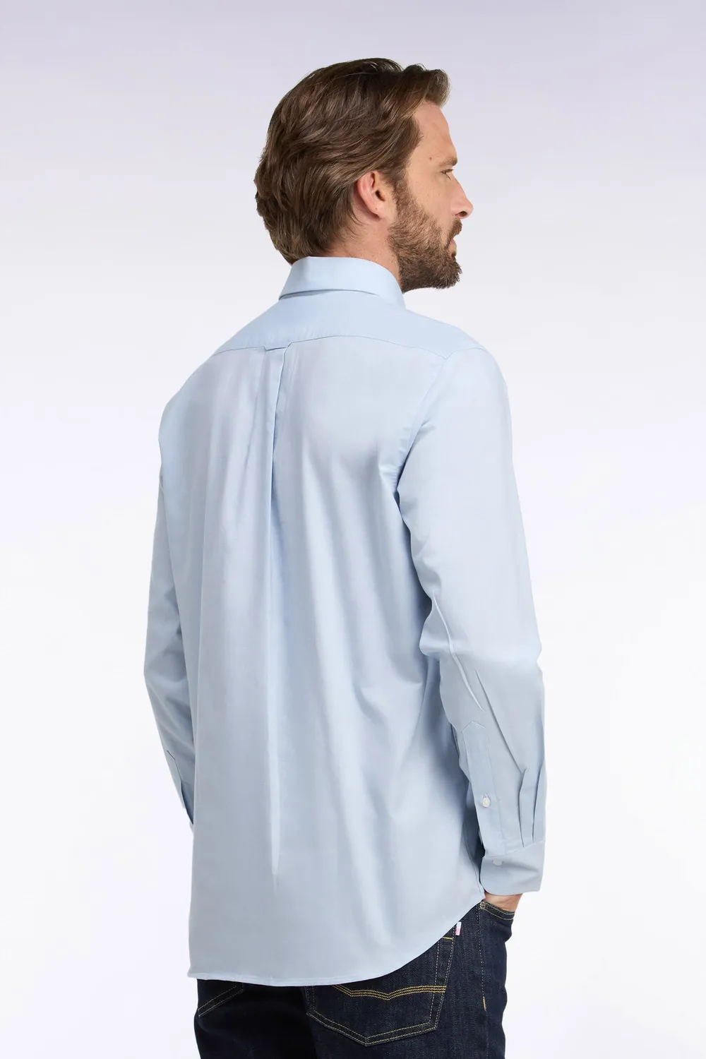 Eden Park chemise coton bleu ciel droite oxford