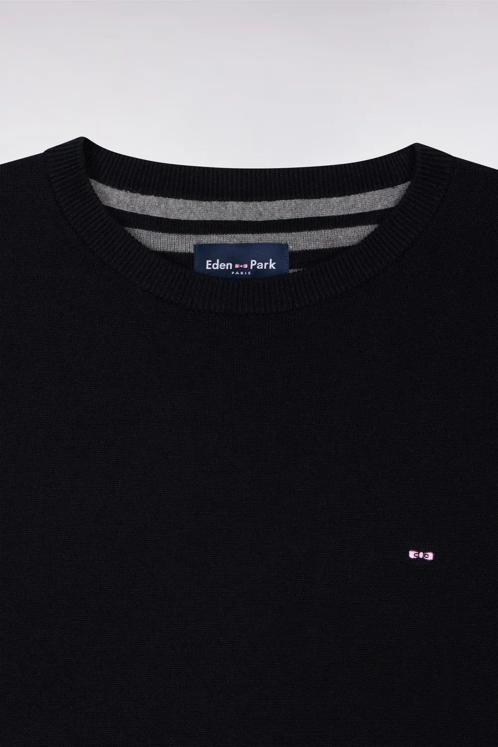 Eden Park pull col rond coton noir homme jersey