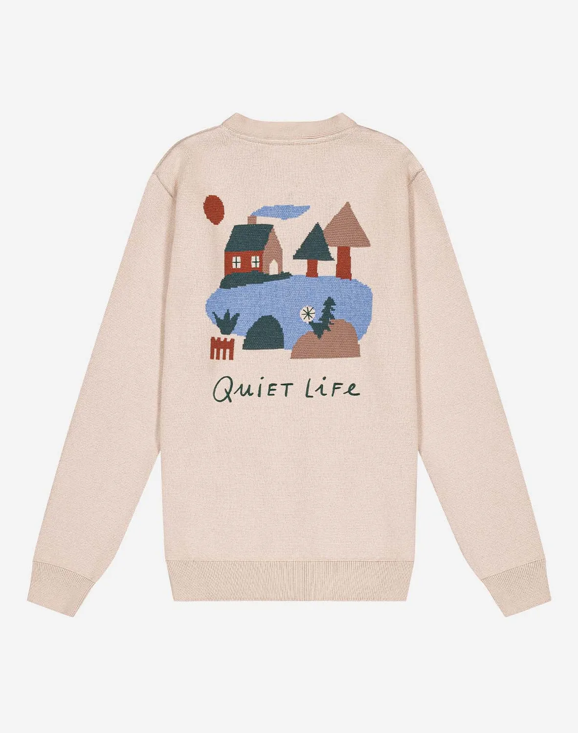 OLOW Quiet Life cardigan beige en coton mérinos