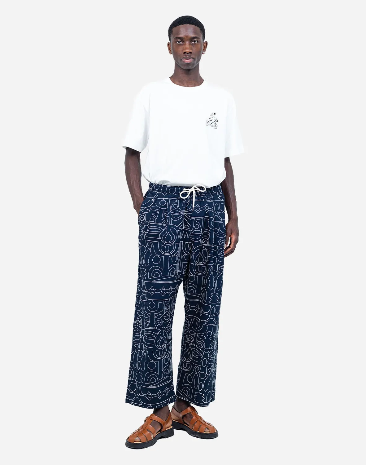 OLOW Bruce Palang pantalon bleu marine large en coton bio