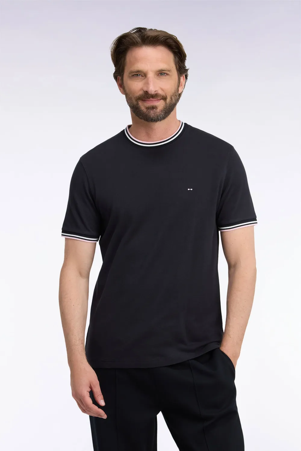Eden Park Legend Rugby t-shirt coton noir rayé coupe droite