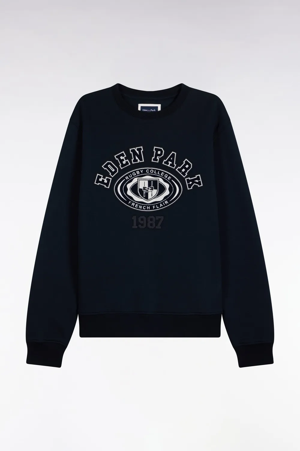 Eden Park sweat molleton marine brodé coupe droite