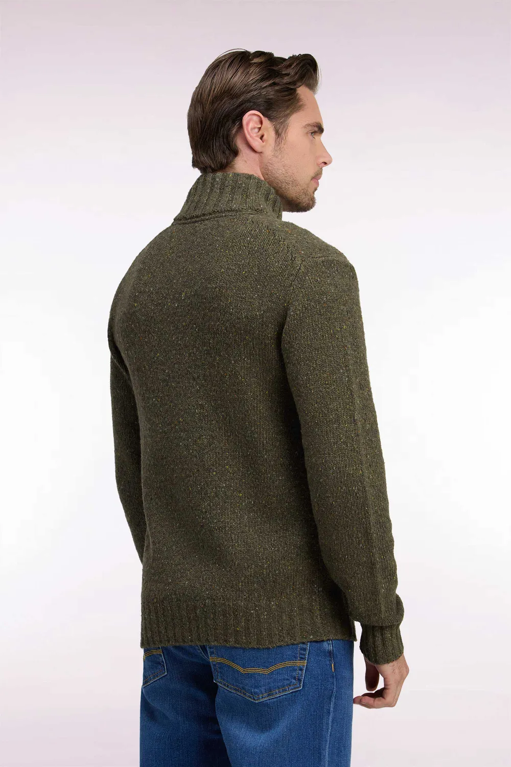 Eden Park Club Evolution cardigan maille kaki laine homme