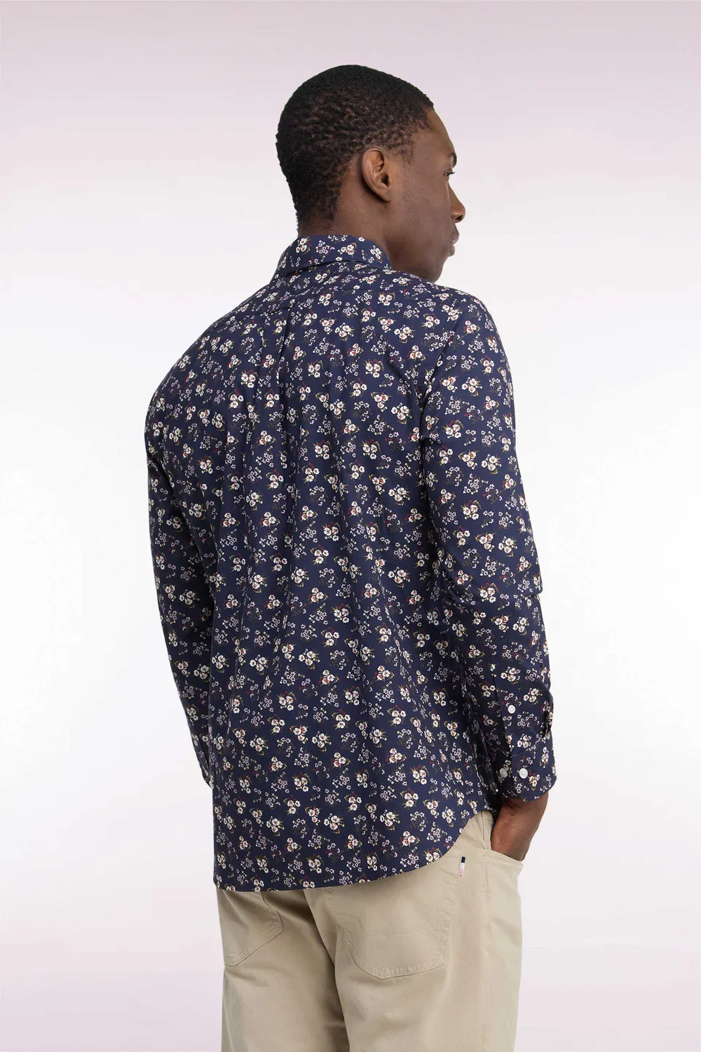 Eden Park Club Classique chemise homme marine fleurs coupe droite