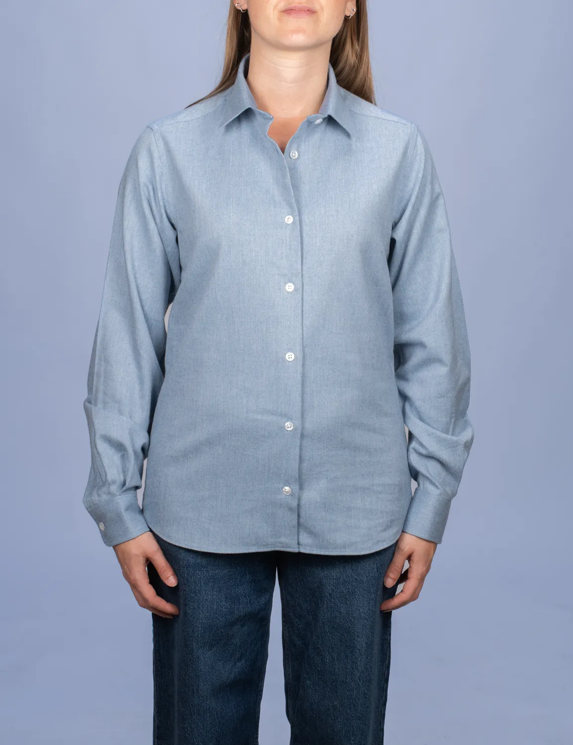 La Chemise Française Flanelle Chaude chemisier coton bleu glacier