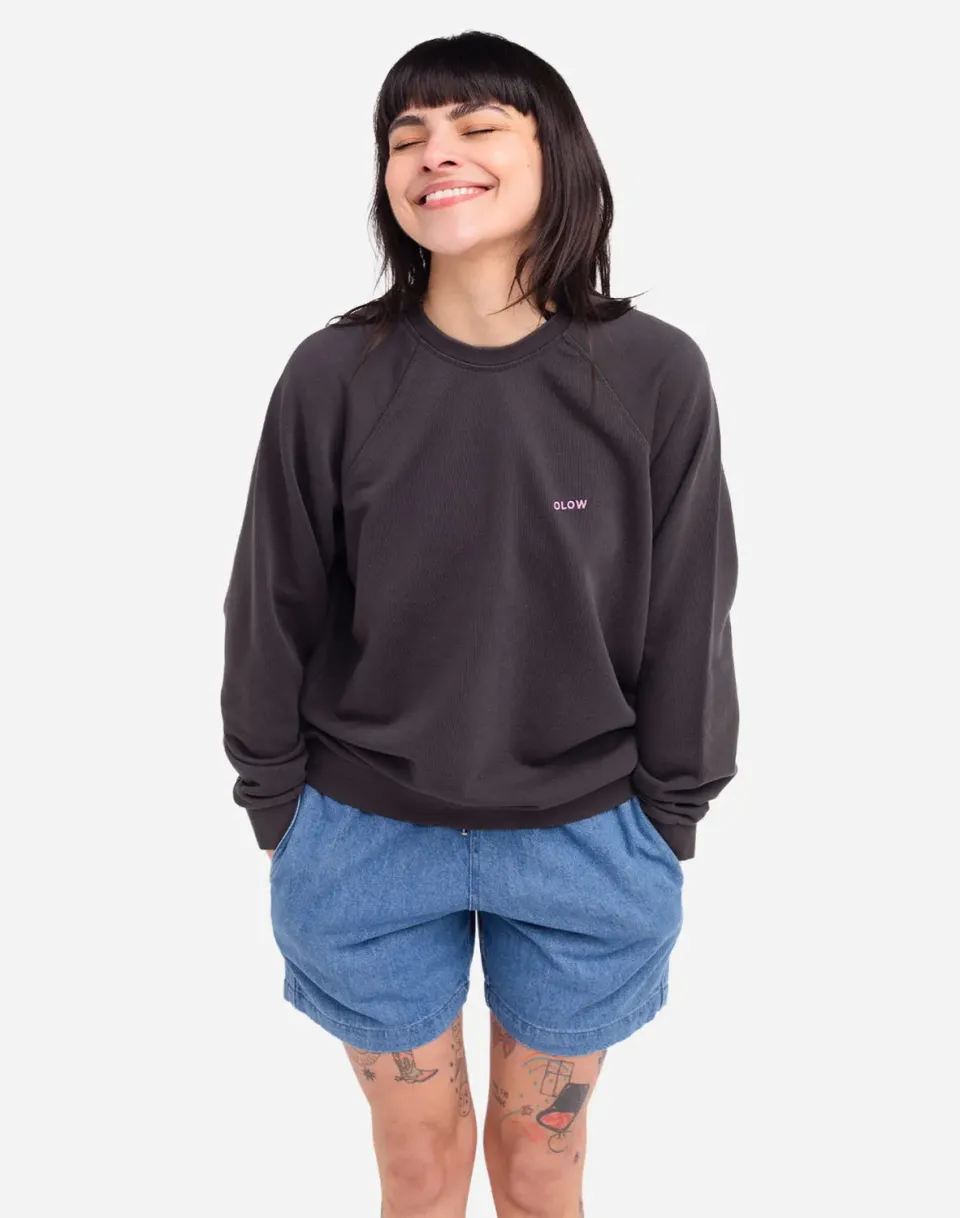 OLOW sweatshirt noir carbone coton bio 300g