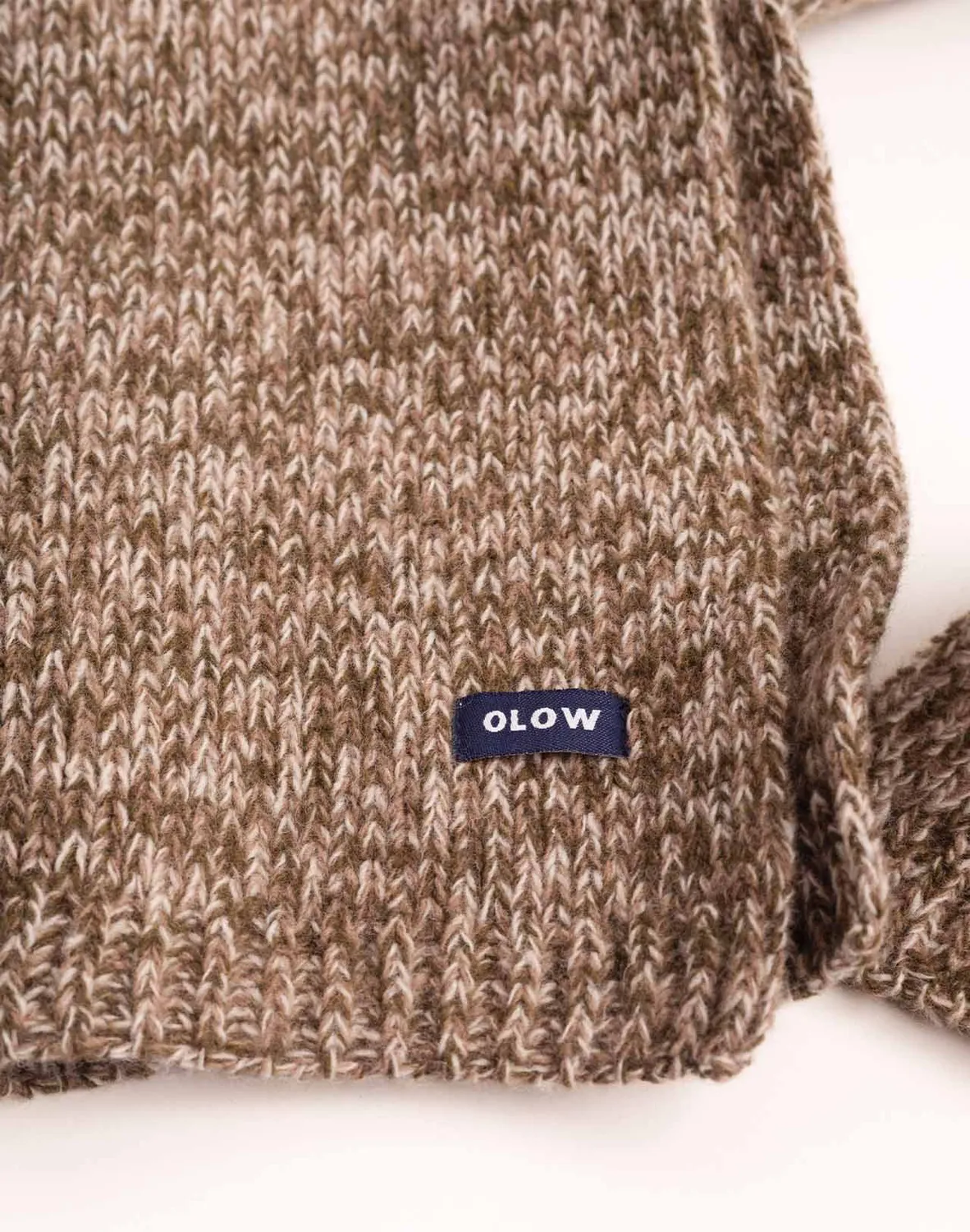 OLOW Horn echarpe beige-kaki chine laine merinos