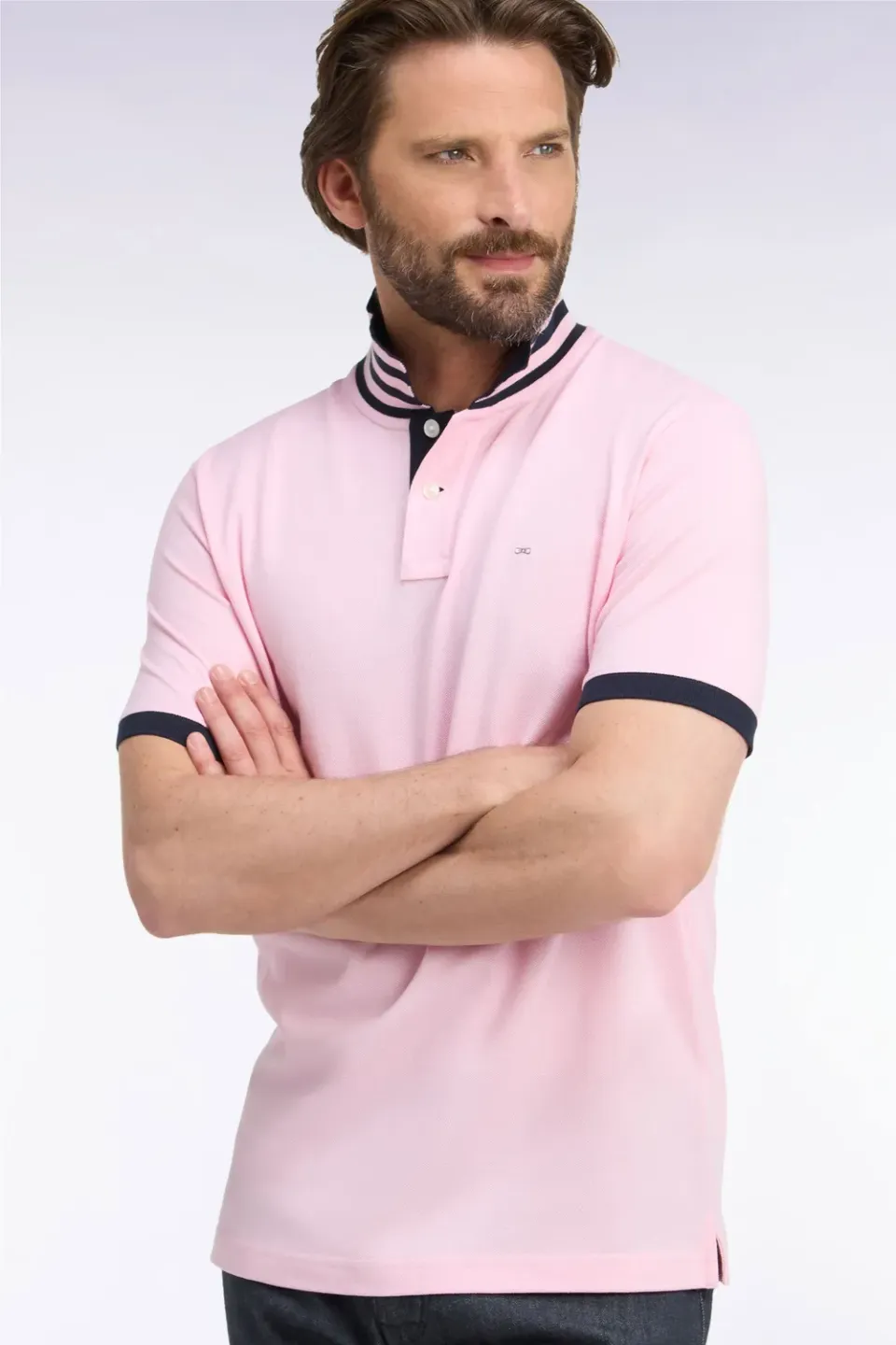 Eden Park polo coton Pima rose manches courtes droit
