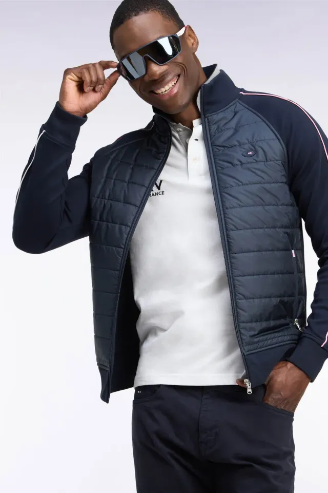 Eden Park XV de France Sweatshirt zippé marine matelassé