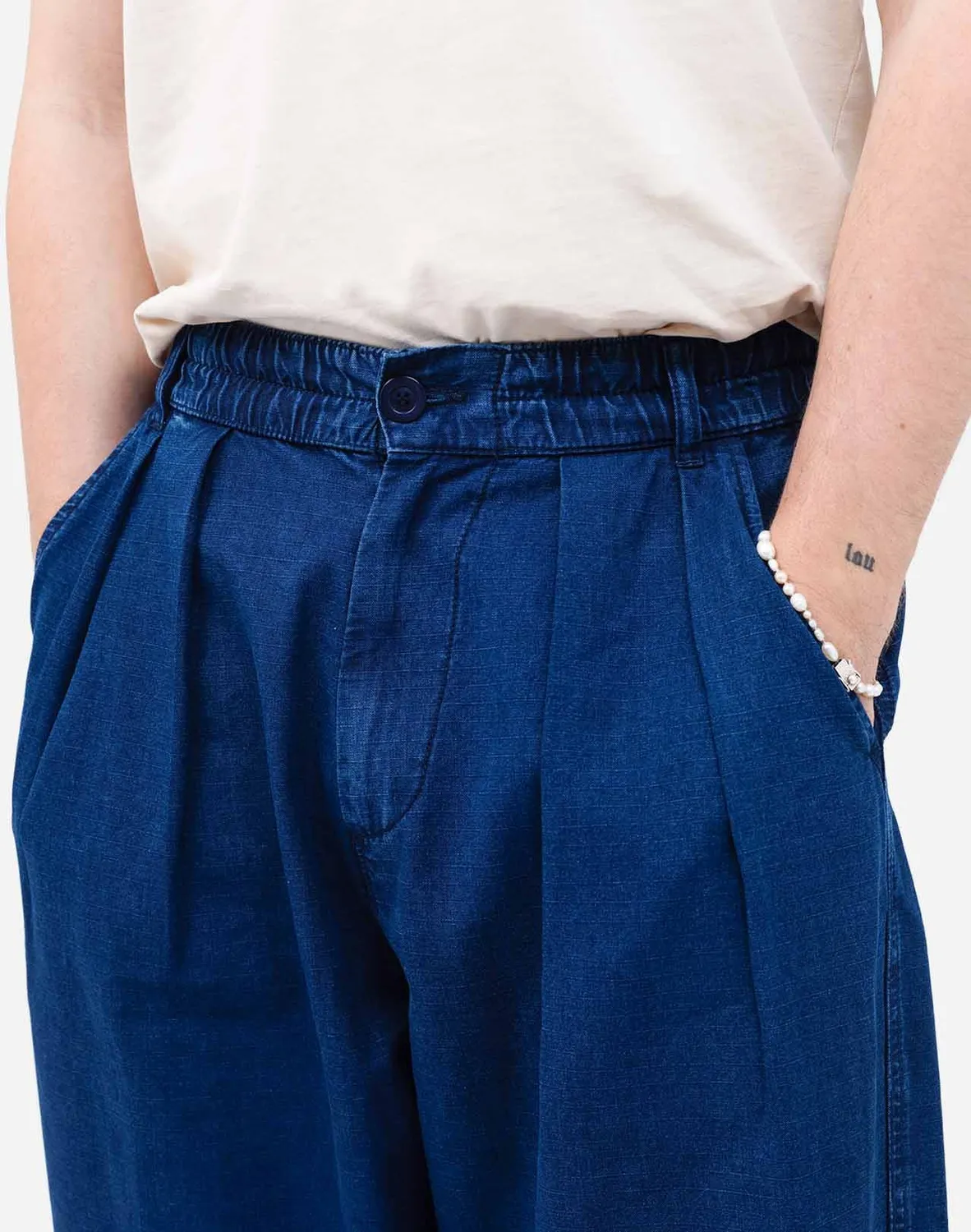 Olow Cargeot pantalon denim bleu ample