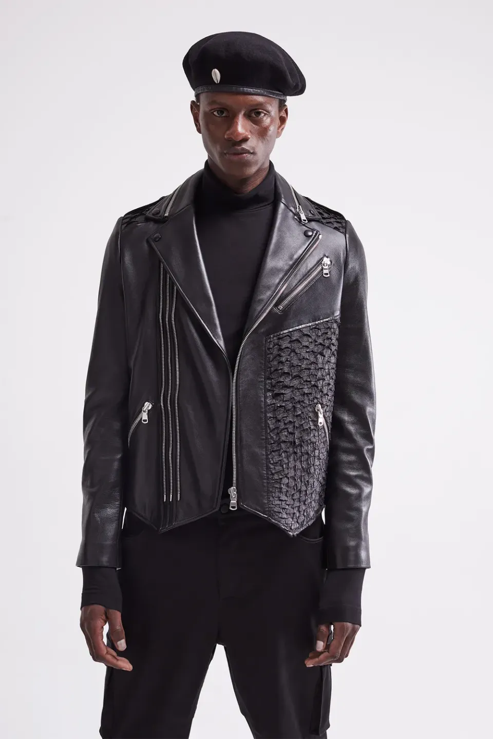 French Deal Perfect veste cuir agneau perche du Nil