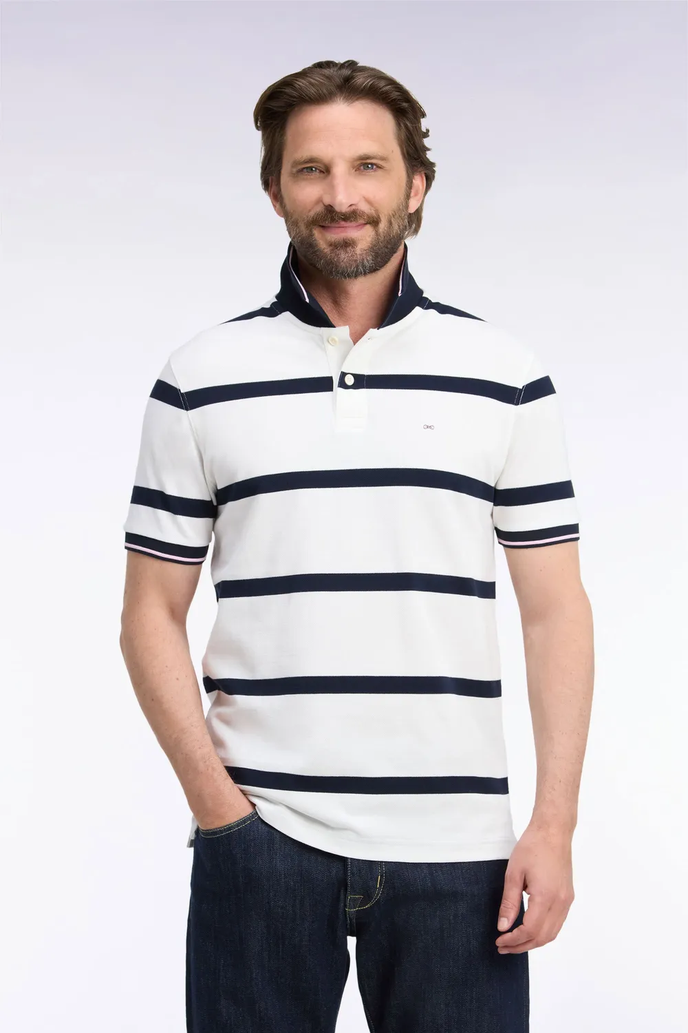 Eden Park Tricolore H26MAIPC0014 polo écru rayures